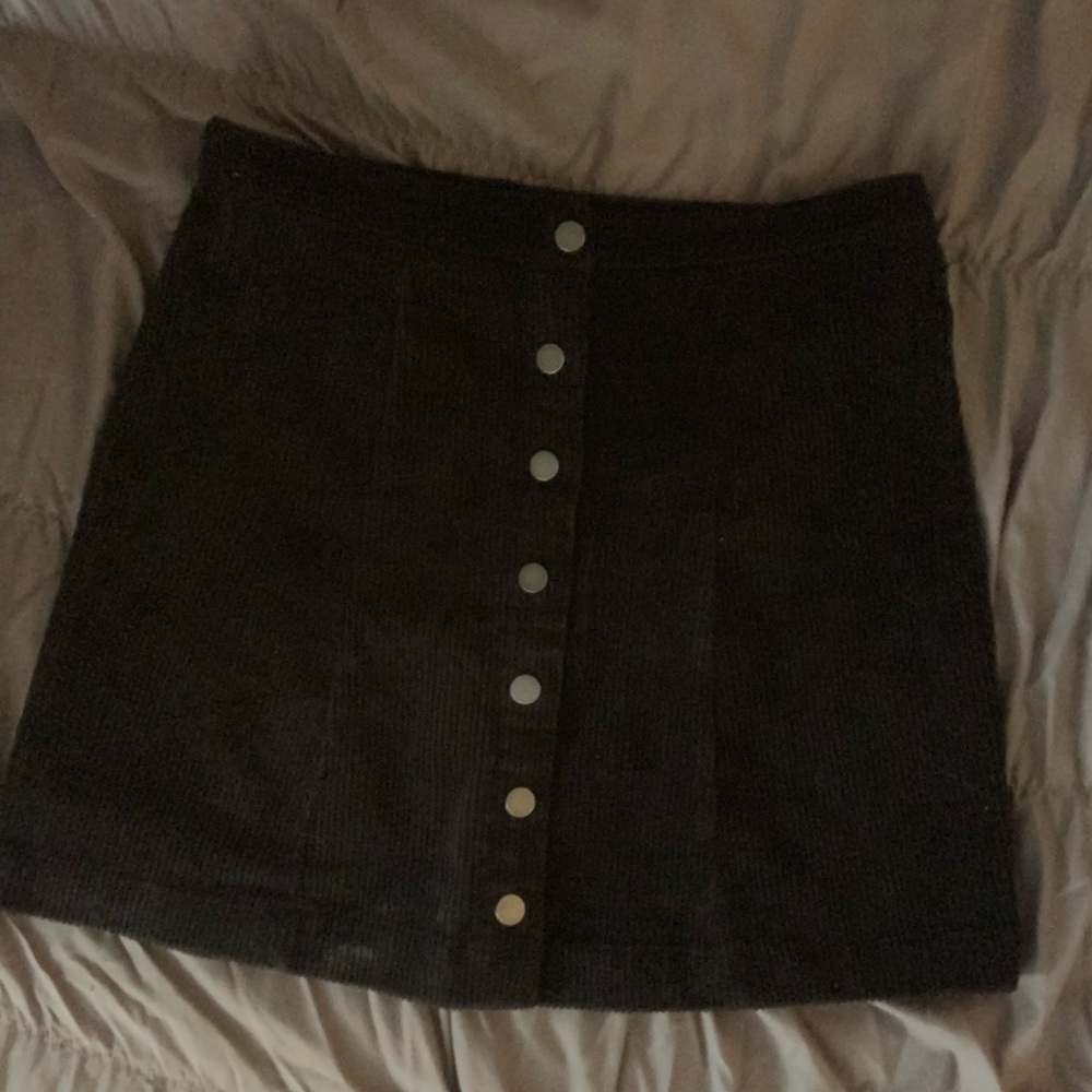 Black high waisted button up skirt